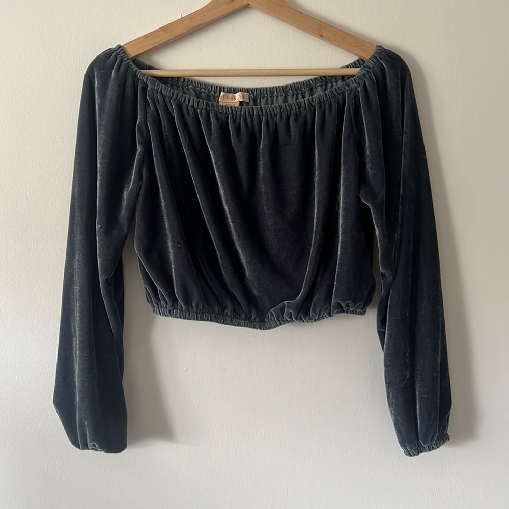 Off the shoulder velvet crop top